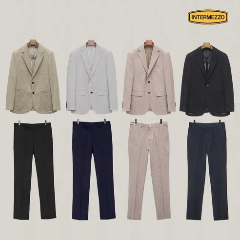 인터메조 남성용 워셔블 물세탁 기본핏 투버튼 TEFLON 컴포트 수트 정장 자켓 바지 1벌세트 IMDCMSJ201
