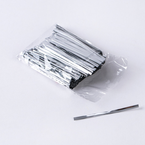 빵끈 컬러타이 베이커리 포장끈 봉지끈 전선끈 8cm 800개입 x 3, 실버, 3개