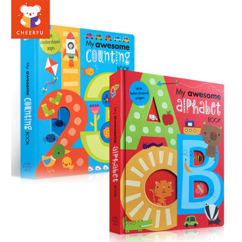 2 Books/set My Awesome Alphabet/Counting Book 마이어썸알파벳 영어 원문 카드보드 북 수학 학습 123 ABC 아이들, ABC 123