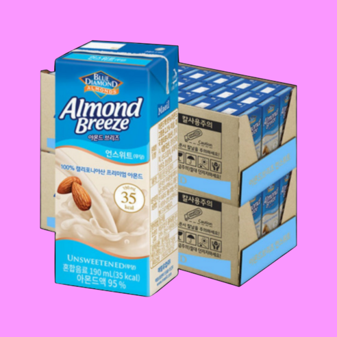 매일유업 아몬드 브리즈 언스위트 190ml 24 48 96팩, 아몬드브리즈 언스위트 190mlx24팩