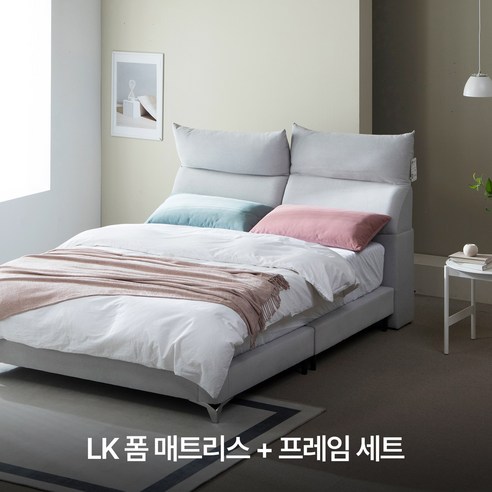 가구모티브 코모도 조야 패브릭 쿠션 헤드 침대 프레임 LK + 하이퍼슬립 프리미엄 메모리폼 매트리스 (매트커버+베개 증정) (HMF3C), LK프레임 + 스탠다드 폼매트(25cm) (HMF3C)