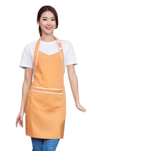 ANKRIC 방수앞치마 조절 가능 종업원 방유 방모 목걸이 앞치마 내장간대략, 노랑