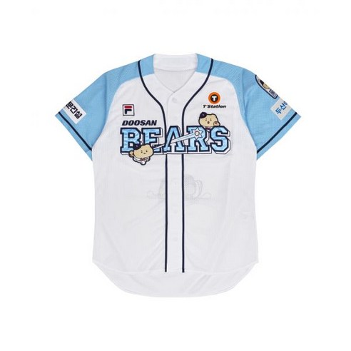 두산 베어스와 망그러진 곰의 만남: 어센틱 유니폼 화이트 패치 버전으로 야구 열정을 스타일리시하게! 두산망곰유니폼