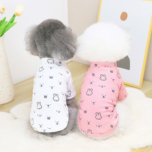 올투펫 강아지옷 실내복 잠옷 토끼 티셔츠 4컬러, 화이트, 1개