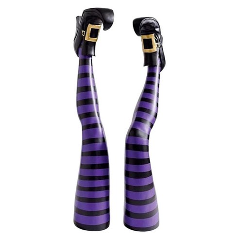 2Pcs Wizards Witch Legs 소품 할로윈 실내 마당 정원 외부, 보라색, 천