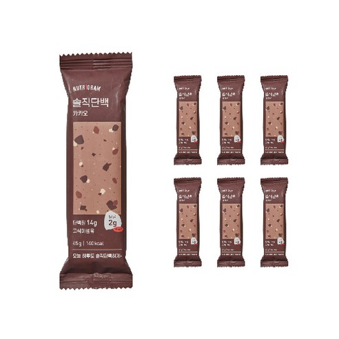 뉴트리그램 솔직단백 카카오 프로틴바, 6개, 45g