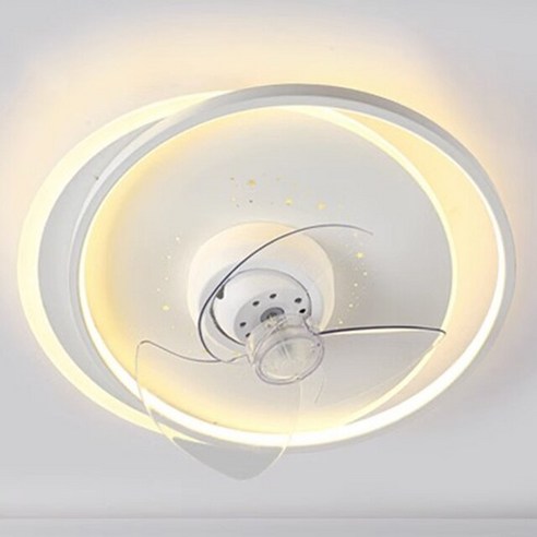 천장형 LED 조명, 선풍기  모던 천장 조명 침실 접이식 천장 팬 LED 조명 제어 천장 팬 거실 조명, 19.Circle white – 110V