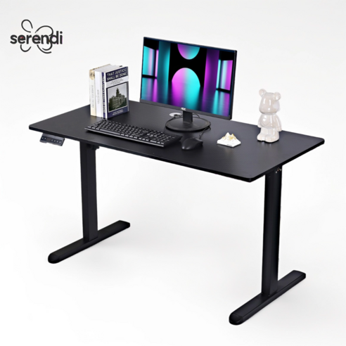 SERENDI 모션데스크 헤드셋 거치대 컵 홀더 포함 전동 높이조절책상 스탠딩책상 사무실책상 게이밍책상 학습용, 블랙