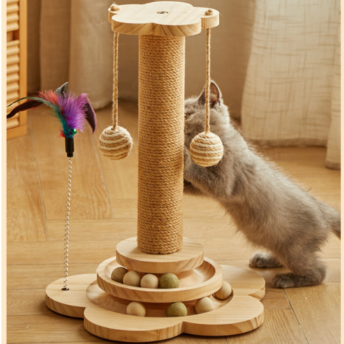 이투모어 고양이 수직 스크래쳐 기둥 장난감 스크래처, 1개