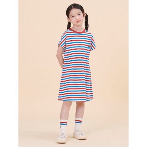 빈폴 키즈 빈폴 BEANPO르 LE KIDS NOROO 멀티 스트라이프 원피스 블루 BI4471G92P