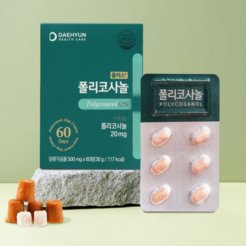 [서흥바이오팜] 대현 헬스케어 플러스 폴리코사놀 60회분 혈관 콜레스테롤 건강, 1개, 60정