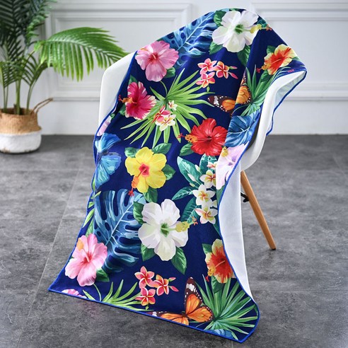 락인 대형 비치타올 캠핑매트 비치타월 큰수건, 150cm*70cm, 06 화려한 꽃, 1개