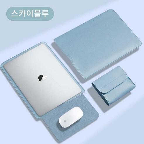 FONOW 노트북 파우치 케이스 융쿠션 스크래치방지 14인치 16인치 노트북가방 케이스 커버슬리브, 하늘색, 1개