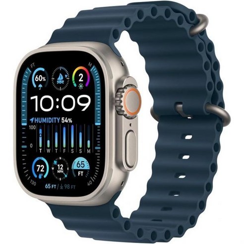 애플워치 울트라2 GPS 셀룰러 49mm] 블루오션 밴드가 있는 티타늄 케이스 원사이즈 갱신