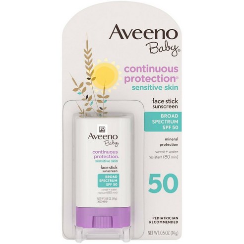 Aveeno Baby Mineral Face Sunscreen Stick 아비노 베이비 미네랄 선스틱 SPF 50 0.5oz(14g) 3팩