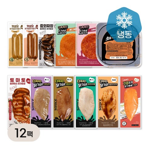 햇살닭 더촉촉한 닭가슴살 외 12종 12팩(각 1팩씩) / 소스 / 냉동 / 혼합구성, 100g, 12팩