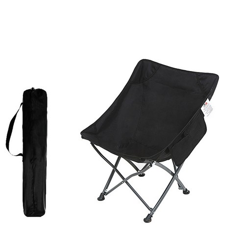 SAIVEINA 아웃도어 캠핑 낚시 접이식 휴대용 의자 릴렉스체어 백패킹 경량스틸 캠핑 체어, 블랙, 1개