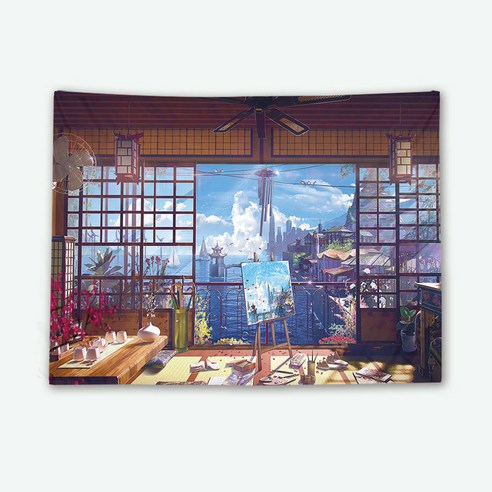 패브릭포스터 현관 거실 그림 R1721 벽면 장식화 창밖의 경치 분위기 장식품 큐티 침실 장식 그림, 색상 5