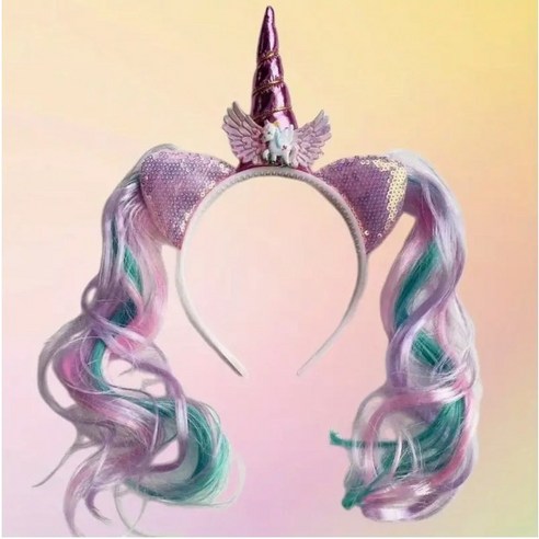 뽁이마켙 유니콘 머리띠, 1개, 핑크