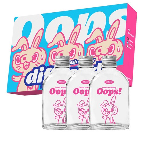 무무네 웁스 디퓨저 3입 세트, 3개, 100ml, 프레쉬 선데이