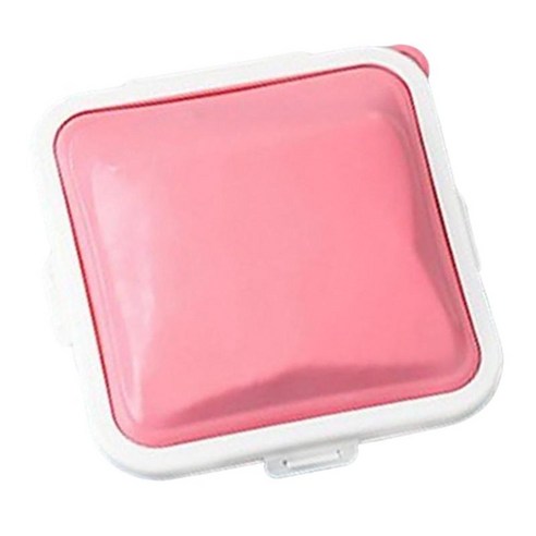실리콘 샌드위치 토스트 케이스 내열 식품 보관 케이스 학교 사무실용 재사용 도시락, 분홍색, 15.5x15.5x1.6cm