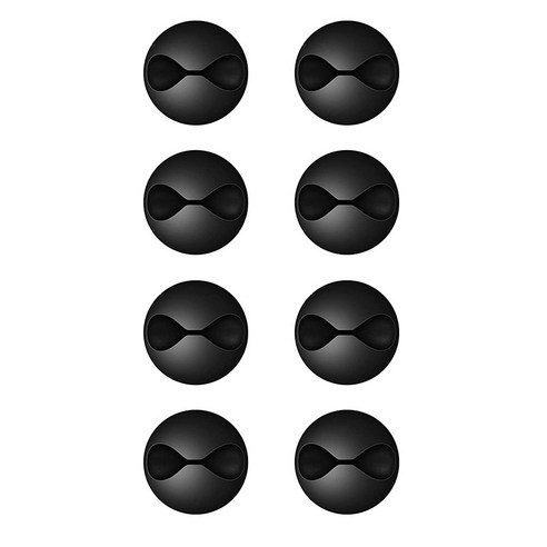 Retemporel 데스크탑 케이블 정리함 데이터 홀더 와이어 클램프 8개 접착식 랙 클램프 블랙, 하나, 검은 색