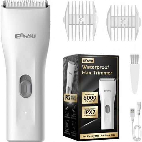 ENSSU 356419 무선 바리깡 코털 잔털 정리 교체 가능 세라믹 블레이드가 있는, White