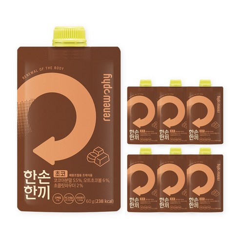 리뉴파이 한손한끼 단백질 프로틴 쉐이크 초코 말차 옥수수 고구마 곡물 맛, 초코맛, 7개, 60g