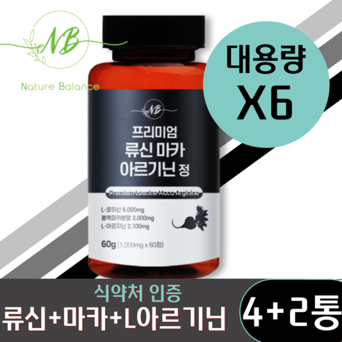 프리미엄 류신 마카 아르기닌 정 60g, 60정, 6개