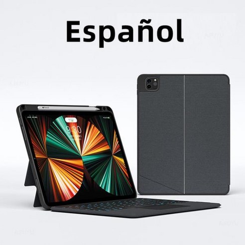 HUWEI 백라이트 매직 키보드 폴리오 케이스 iPad Pro 12.9 M2 2022 11 10 세대 Air 5 4, 01 for ipad 10th 2022, 05 Portuguese