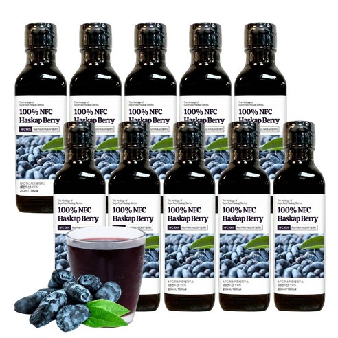 폴란드 하스카프 베리 원액 100% NFC 착즙 주스 즙, 10개, 250ml