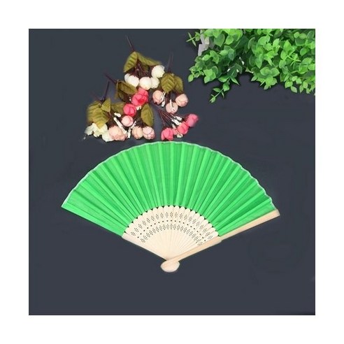 전통부채 맞춤형 인쇄 각인 결혼식 축하 실크 팬 이름 천 핸드 결혼 선물 20/40 개/로트, 20pcs, green