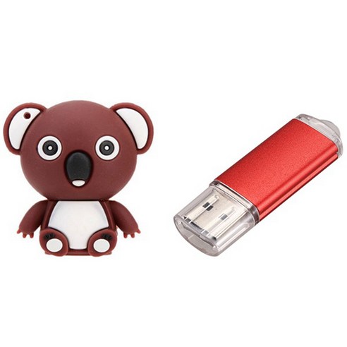 2pcs USB 2.0 플래시 디스크 드라이브 저장소 메모리 스틱 엄지 펜 드라이브 - 브라운 32GB & 레드 16GB, 브라운 & 레드, 하나