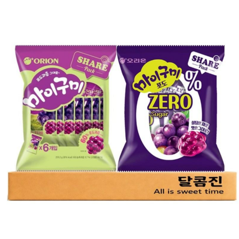 [달콤진] 오리온 마이구미 포도맛 6개입 + 마이구미 포도 ZERO 6개입