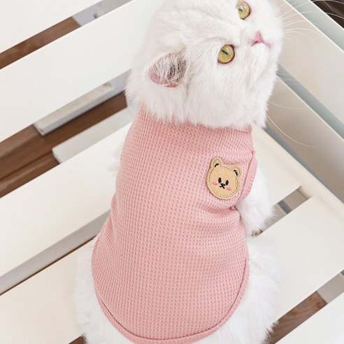 [퐁펫] 데일리베어 나시 (Pet718)_(강아지옷 고양이옷 반려동물 애견 애묘 원피스 나시티 티셔츠 뚱냥이 코스튬 봄 가을 여름), 인디핑크, 1개