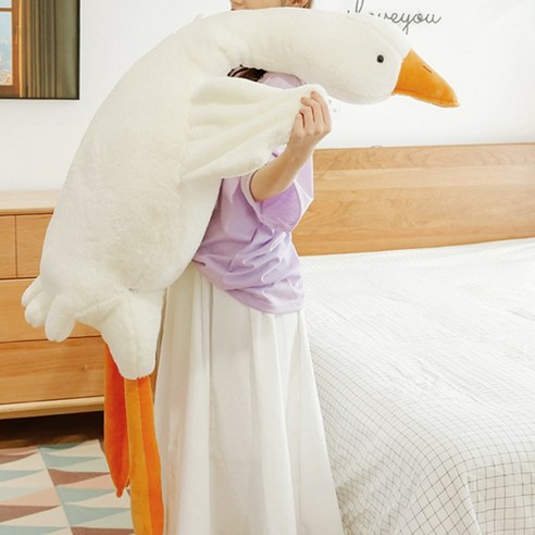 바른리빙 오리 대형인형 바디필로우 안고자는 인형 베개 롱쿠션, 90cm