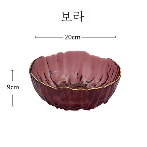 DFMEI 가정용 프놈펜 컬러 빙하 유리 식기 야채 과일 디저트 샐러드 그릇입니다., DFMEI 보라색 골드 추적 빙하 샐러드 그릇, 중간