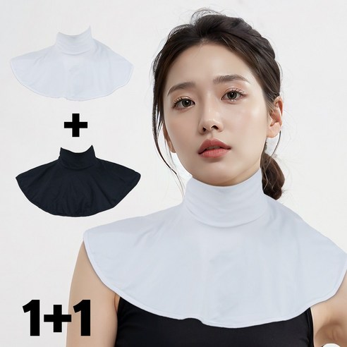 피너클럭스 1+1 골프 쿨 목토시 여름 자외선차단 스포츠 목폴라 쿨 넥워머 멀티스카프, 화이트+블랙, 2개