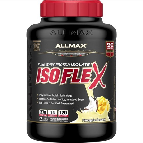 Allmax 아이소플렉스 퓨어 웨이 프로틴 아이솔레이트, 파인애플 코코넛(Pineapple Coconut), 2.27kg