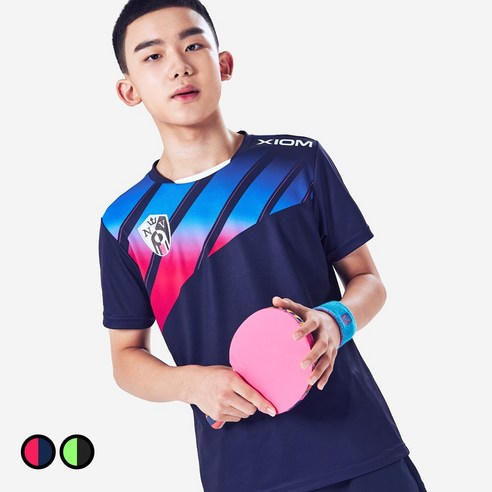 엑시옴(XIOM) 공식 본사 직영 오라클(ORACLE) 2컬러 기능성 탁구 유니폼 반팔 상의 경기용 탁구복