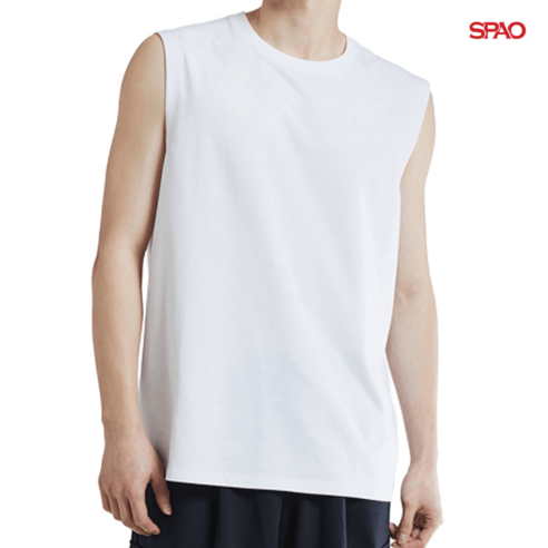 스파오 나시 반팔티 티셔츠 쿨코튼 민소매 티셔츠