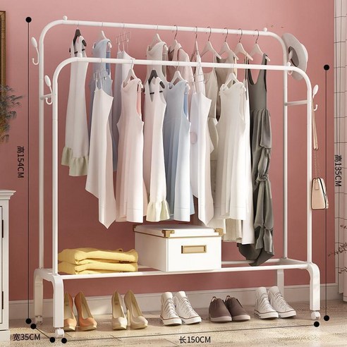MBH 행거 건조대 이중 스탠드 행거, 150CM-화이트 더블로드 더블 옷 후크