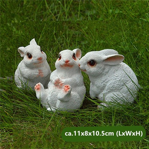야외 버니 토끼 인형 귀여운 정원 장식품 예술 동물 집 마당, [03] C (3pcs)