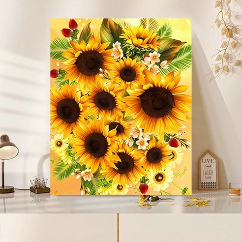 액자 캔버스형 보석십자수 DIY 키트 40 x 50 cm, SZX072.포춘 해바라기