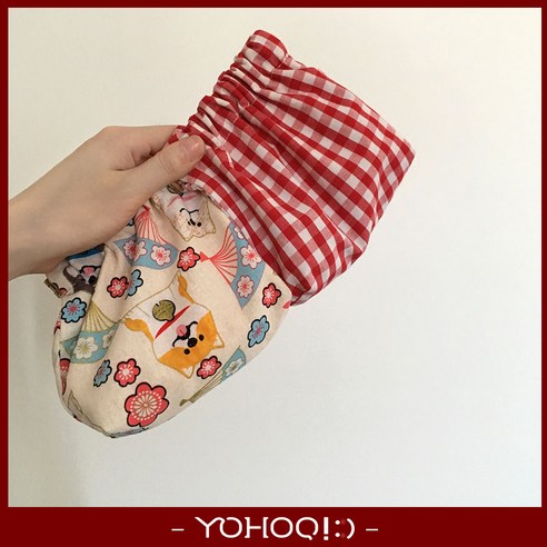【지갑】그림 귀여운 붉은 격자 무늬 동전 지갑 가방 동전 보관 가방 짧은 카드 가방