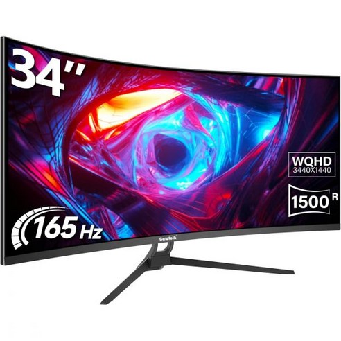 가우포크 커브드 27인치 게이밍 모니터 144hz180hz PC 풀 HD 1080P 프레임리스 1500R 컴퓨터 디스플레이FreeSync EyeCare Technology 포함, 34 inch_WQHD-165Hz