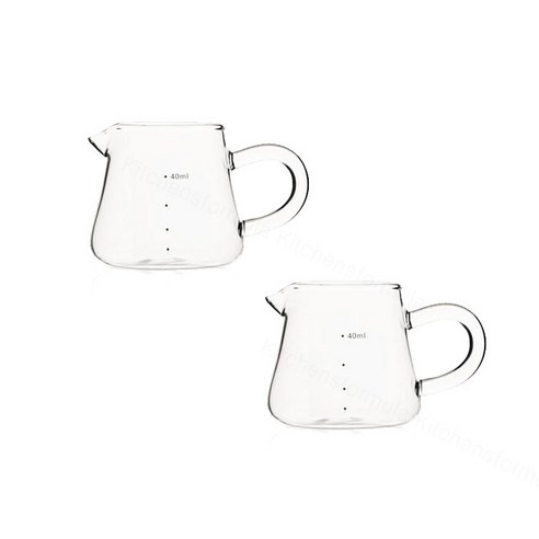 Bestra 내열유리 눈금형 밀크저그 시럽잔, 투명 40ml, 2개