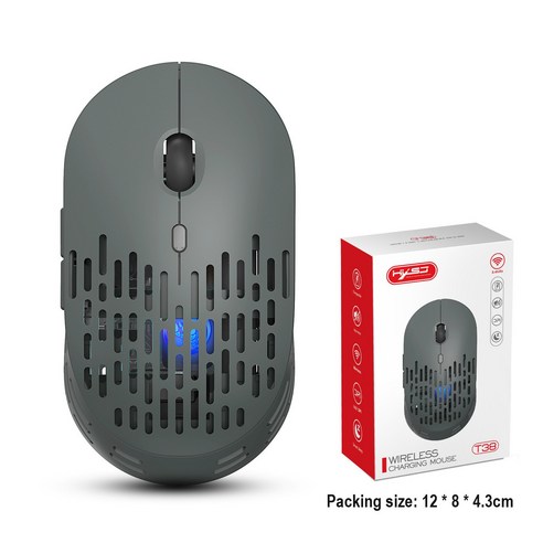 새로운 T30 충전 가능 무선 마우스 3600dpi 7색 발광 게임연극 Mouse 7D 마우스 불을 끌 수 있습니다, T38그레이