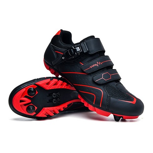 사이클링 신발 남자 통풍 스포츠 자전거 스니커즈 전문 운동 자전거 신발 산악 자전거 신발 도로, 240, XJ-568 Black red