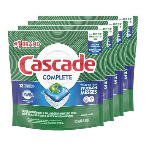 Cascade 컴플리트 식기세척기 세제 식기세척기용세제 13개입, 4개, 193g